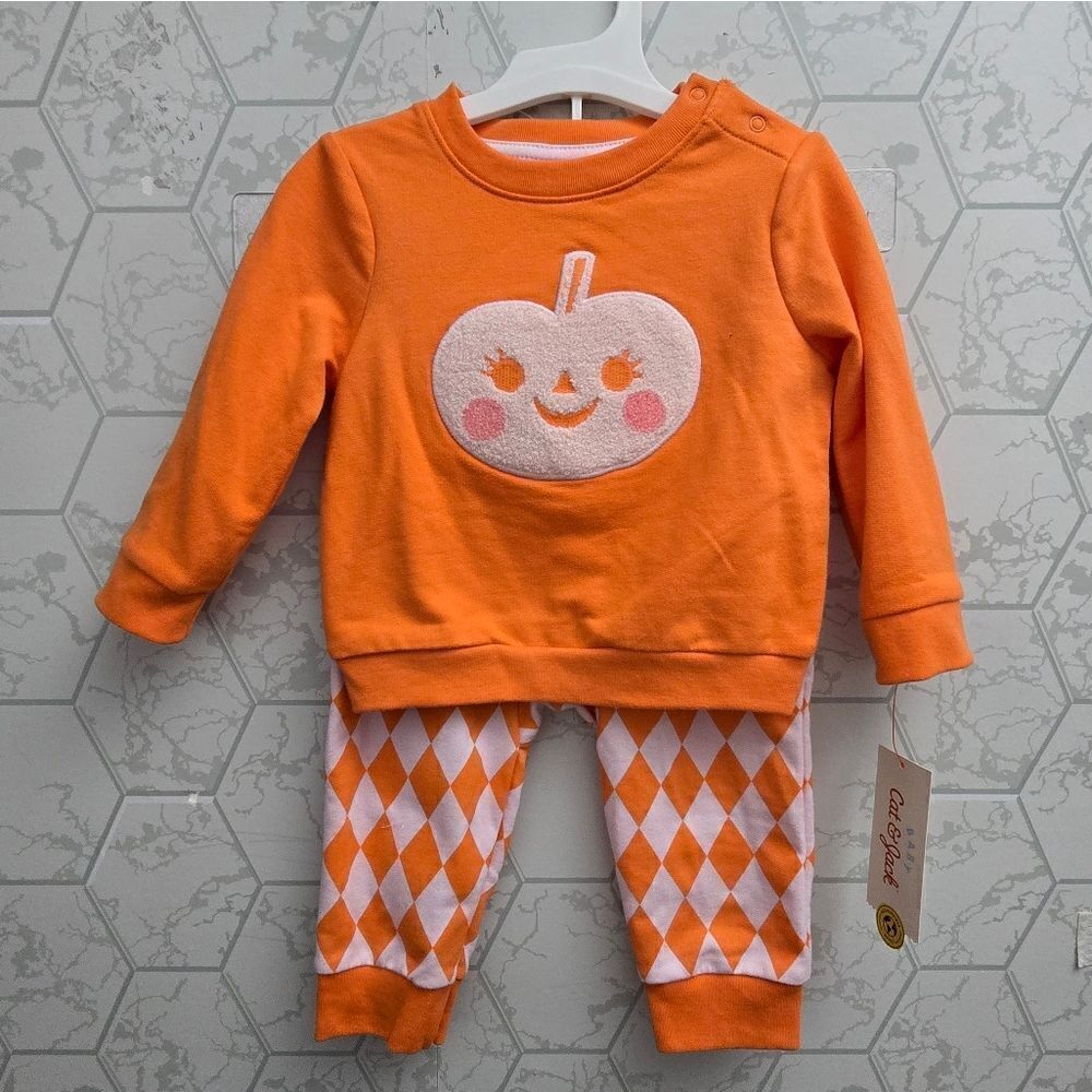 Cat & Jack Thanksgiving Halloween Baby Unisex Boy Girl Top and Pants Set, NWT